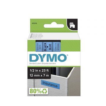 DYMO D1 Label Tape 12mm x 7m (Black/Blue)