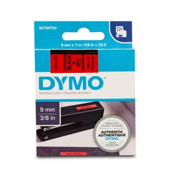 DYMO D1 Label Tape 9mm x 7m (Black/Red)