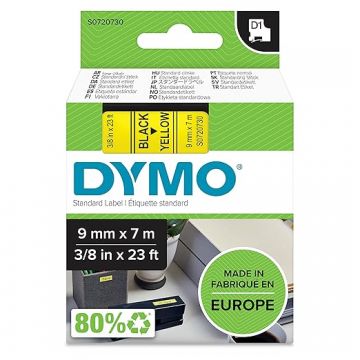 DYMO D1 Label Tape 9mm x 7m (Black/Yellow)